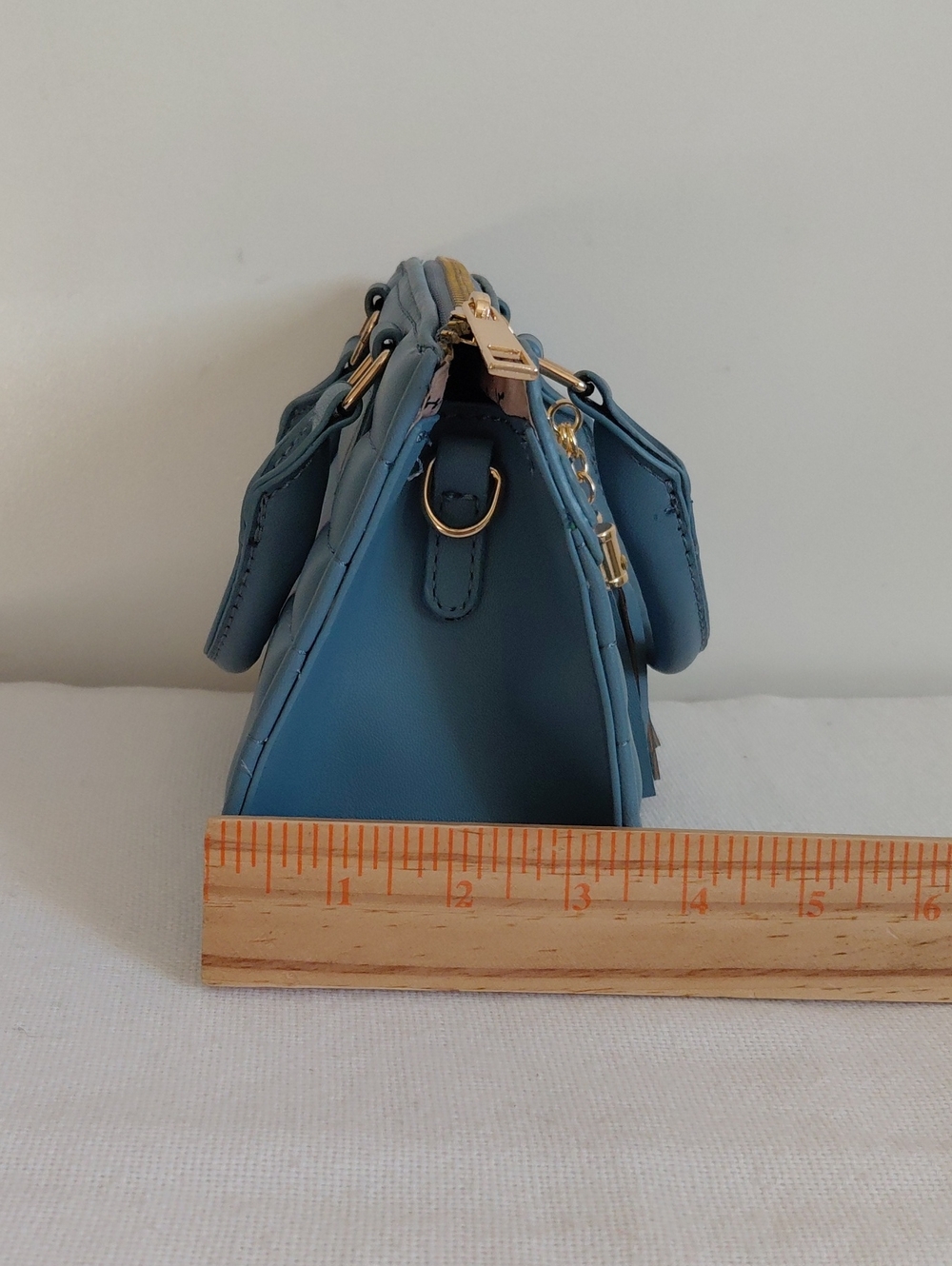 Blue Gold Quilted Mini Handbag Tassels - Picture 9 of 10
